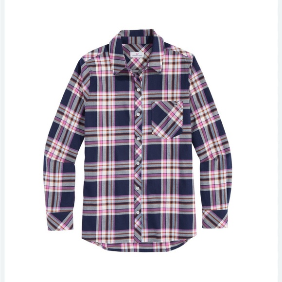Vineyard Vines Ladies Relaxed Fit Navy and Pink Flannel Size 18 - Picture 1 of 7